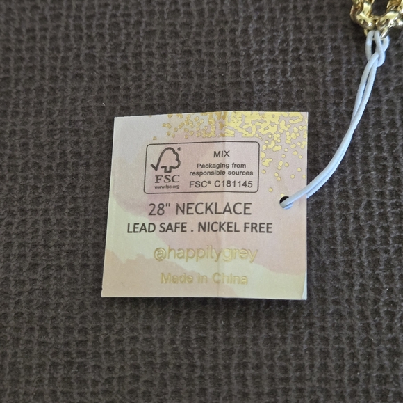 Happily😄 Grey🩶 Gold💛 Lariat Necklace - NWT - Picture 10 of 16